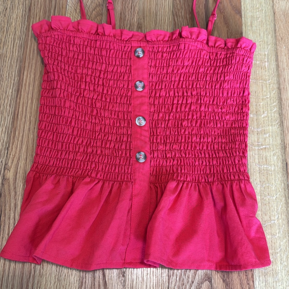 Red smocked top